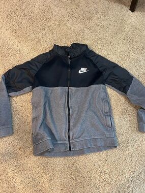 Nike Black & Gray Zip-Up Hoodie with Branded Trim